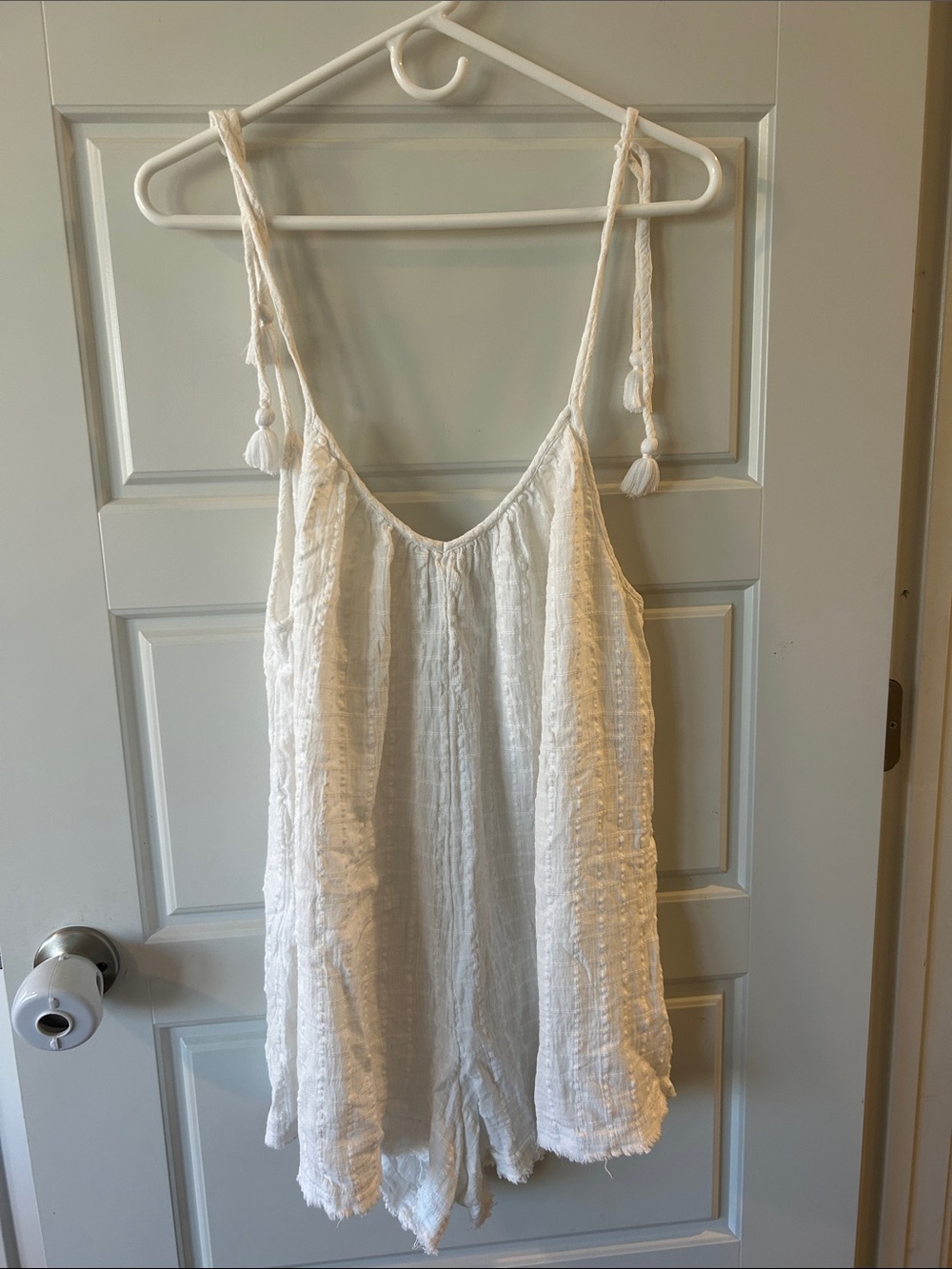 aerie White Tie-Shoulder Camisole Romper